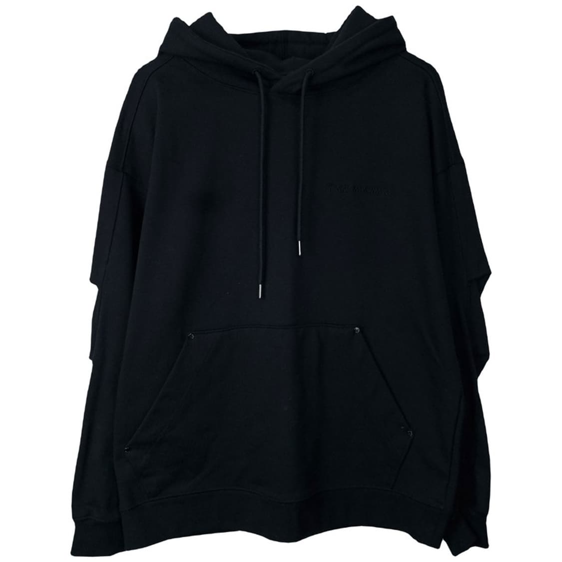 [트리밍버드] 로고 자수 오버핏 리벳 스웻 후드티 블랙 M16385 상품이미지2