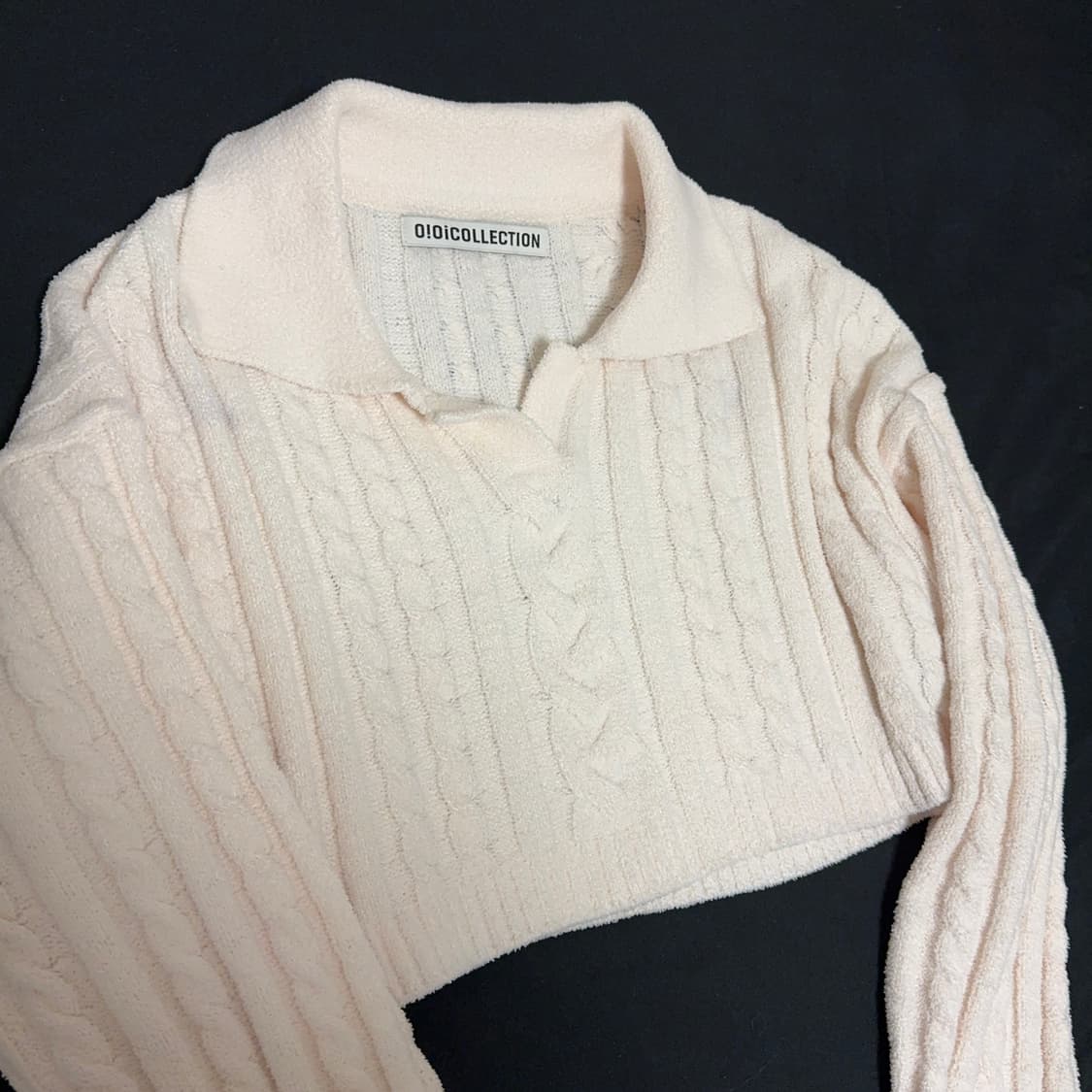 OiOi 크롭 아이보리 카라 니트 상품이미지2