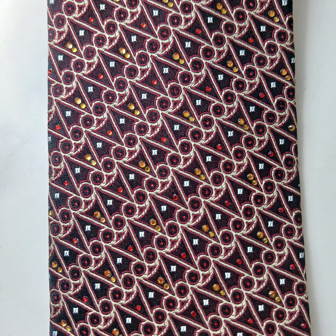 밀라숀 실크 브라운 기하 패턴 넥타이 8.5cm S~A+등급 e810
 상품이미지5