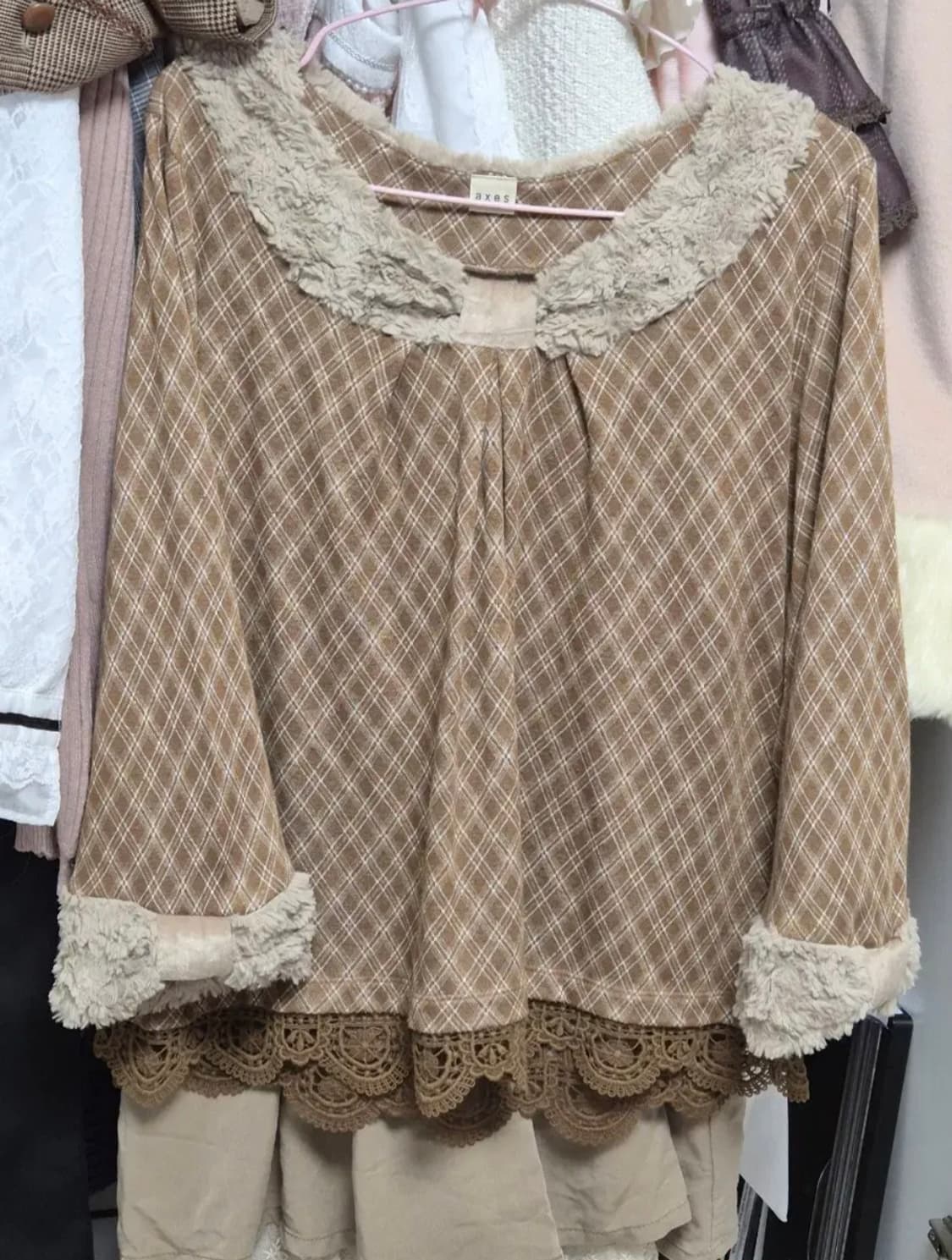 엑시즈팜 라떼갸루 퍼 리본 탑 러블리 히메갸루 갸루 빈티지 상품이미지1