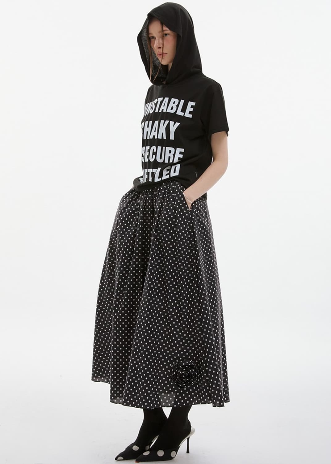 escstudio 도트 코르사쥬 스커트 상품이미지1