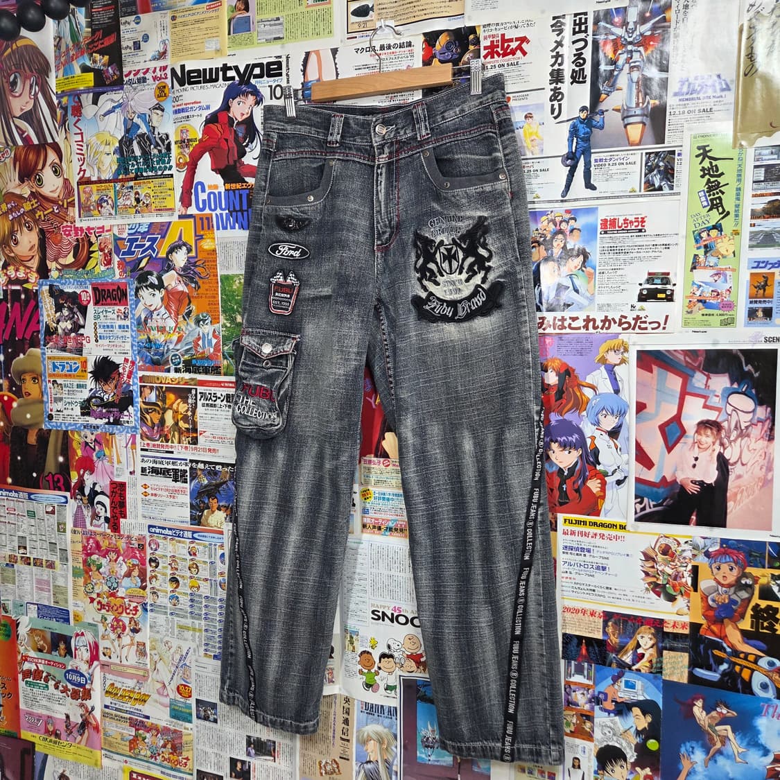 후부 올드스쿨 그레이 워싱 포켓 카고 데님 팬츠 상품이미지2