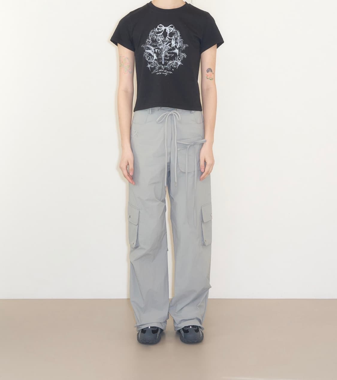 일리고 나일론 스트링 카고 팬츠 그레이 상품이미지1