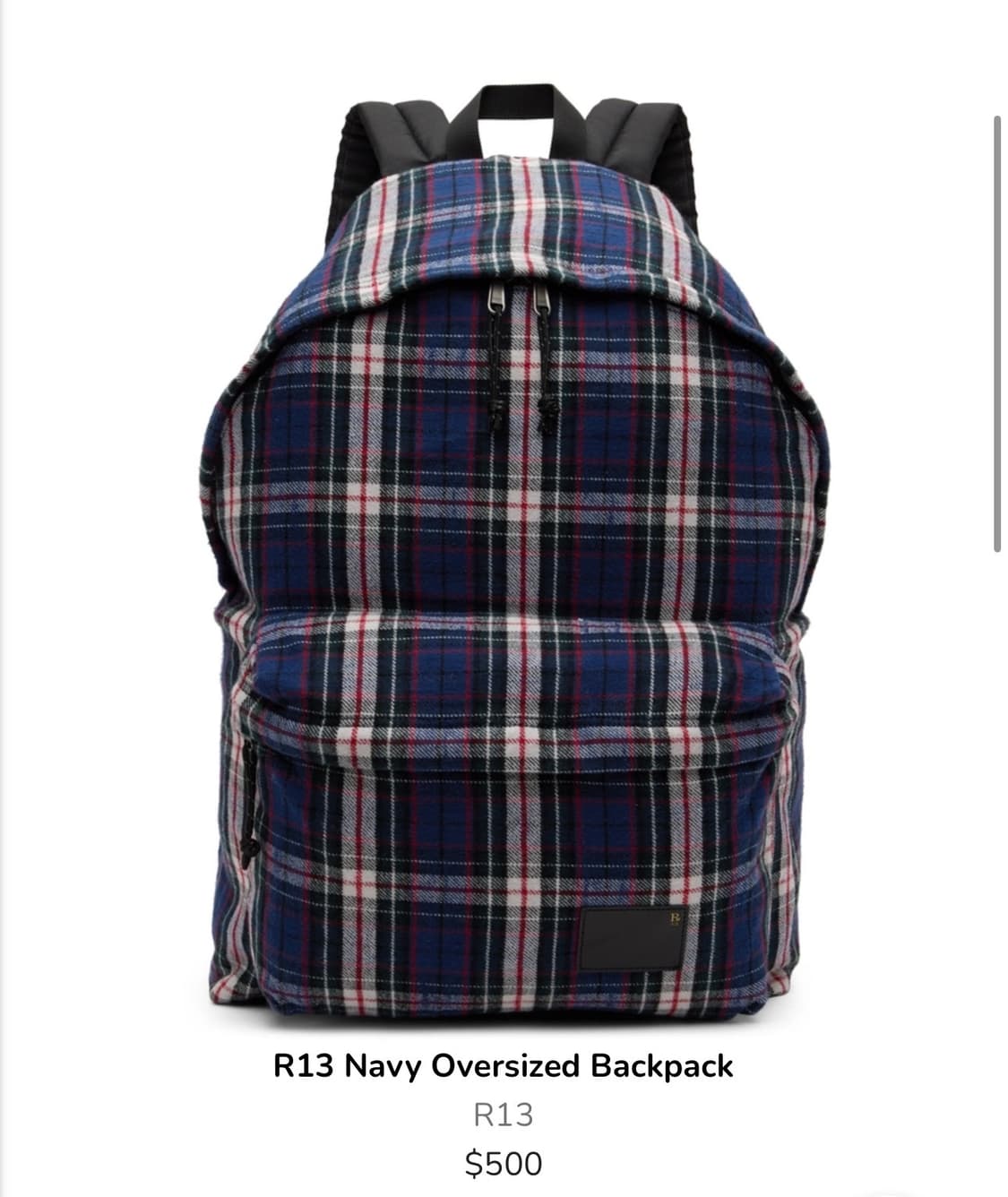 R13 플란넬 오버사이즈드 백팩 상품이미지1