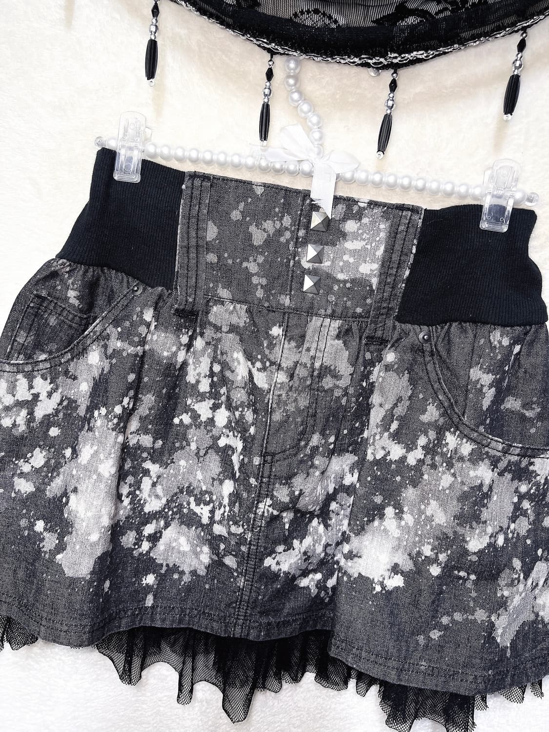 고스펑크 y2k 와투케 갸루 타이다이 스터드찡 그런지 미니스커트 치마 상품이미지9