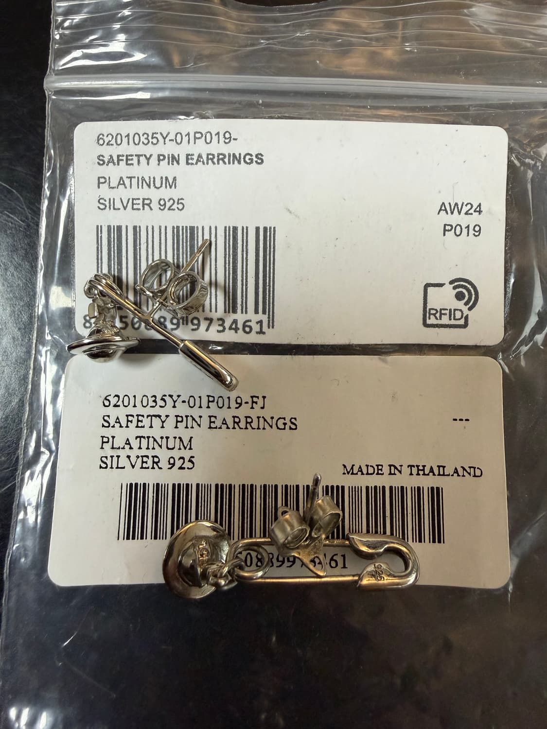 비비안웨스트우드 세이프티 핀 옷핀 귀걸이 925 실버 상품이미지2