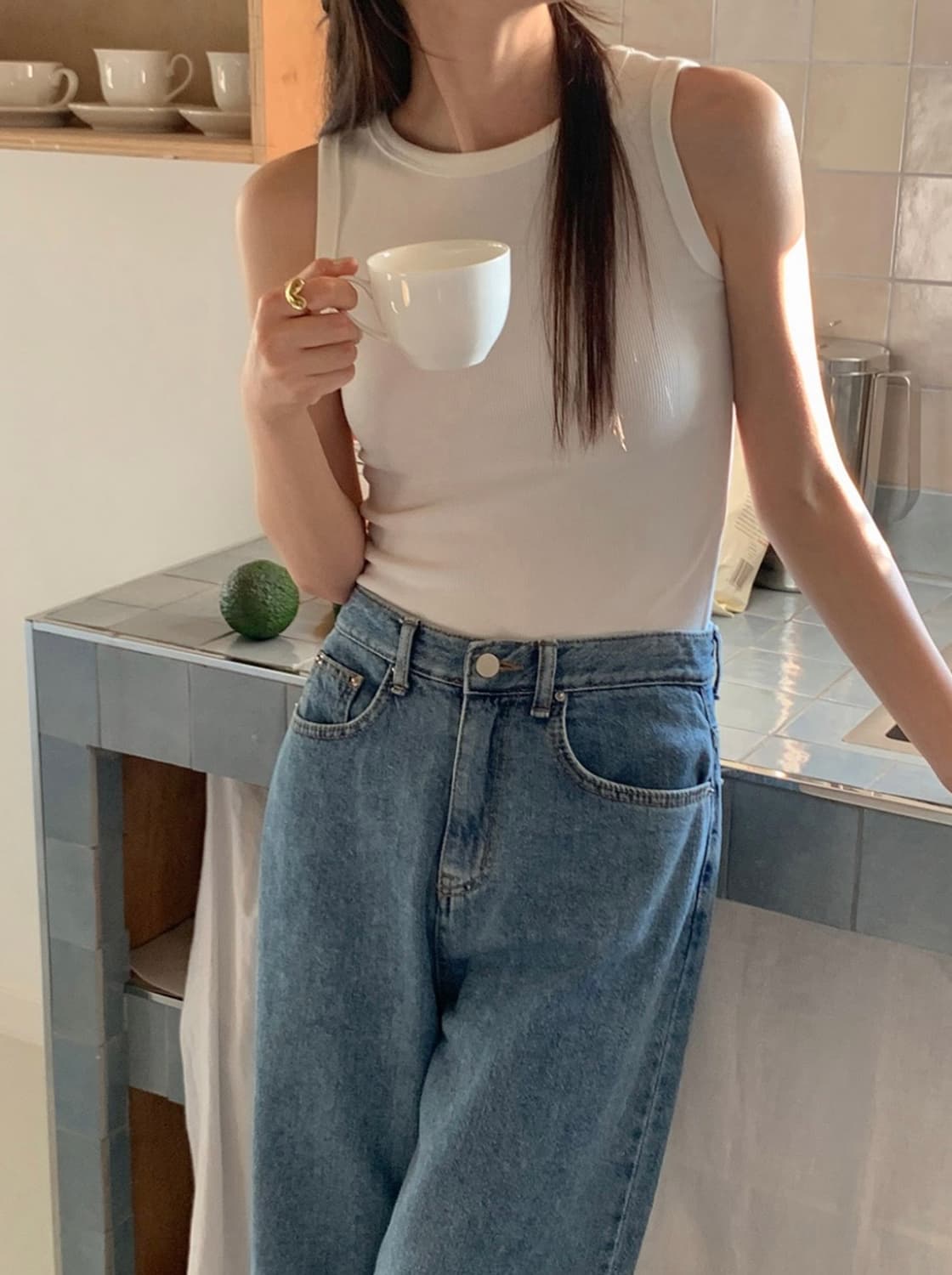 프렌치오브 made 부유방 커버 라운드 나시 슬리브리스 상품이미지4