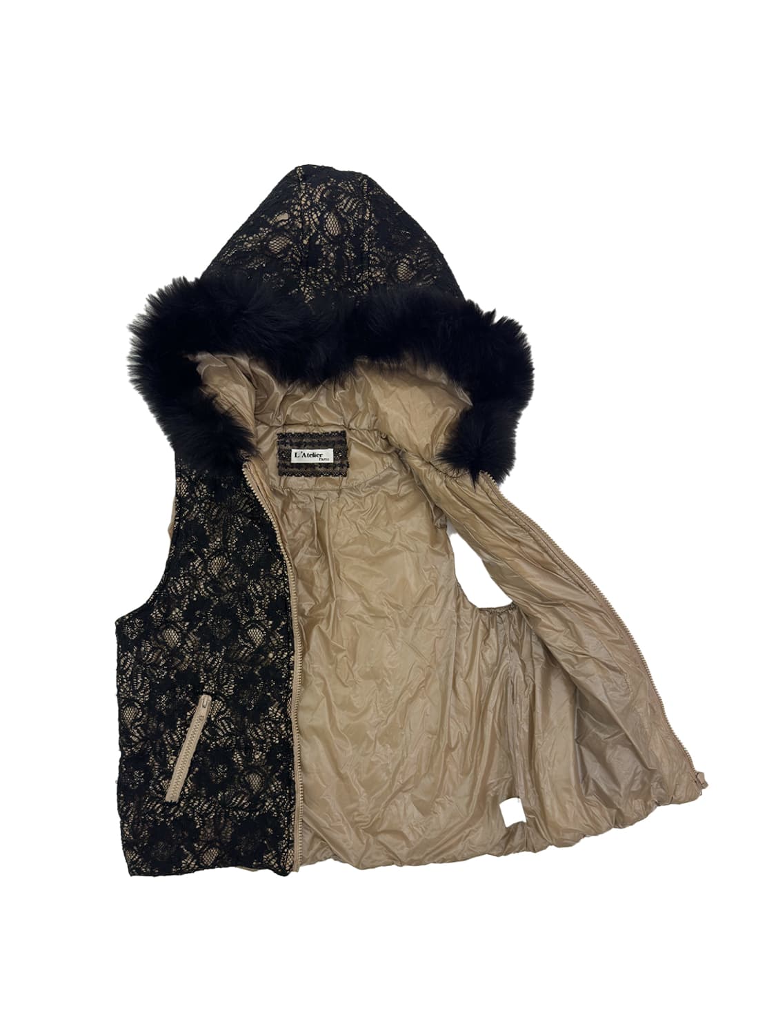 L’Atelier Faux Fur Trim Lace Vest 상품이미지3