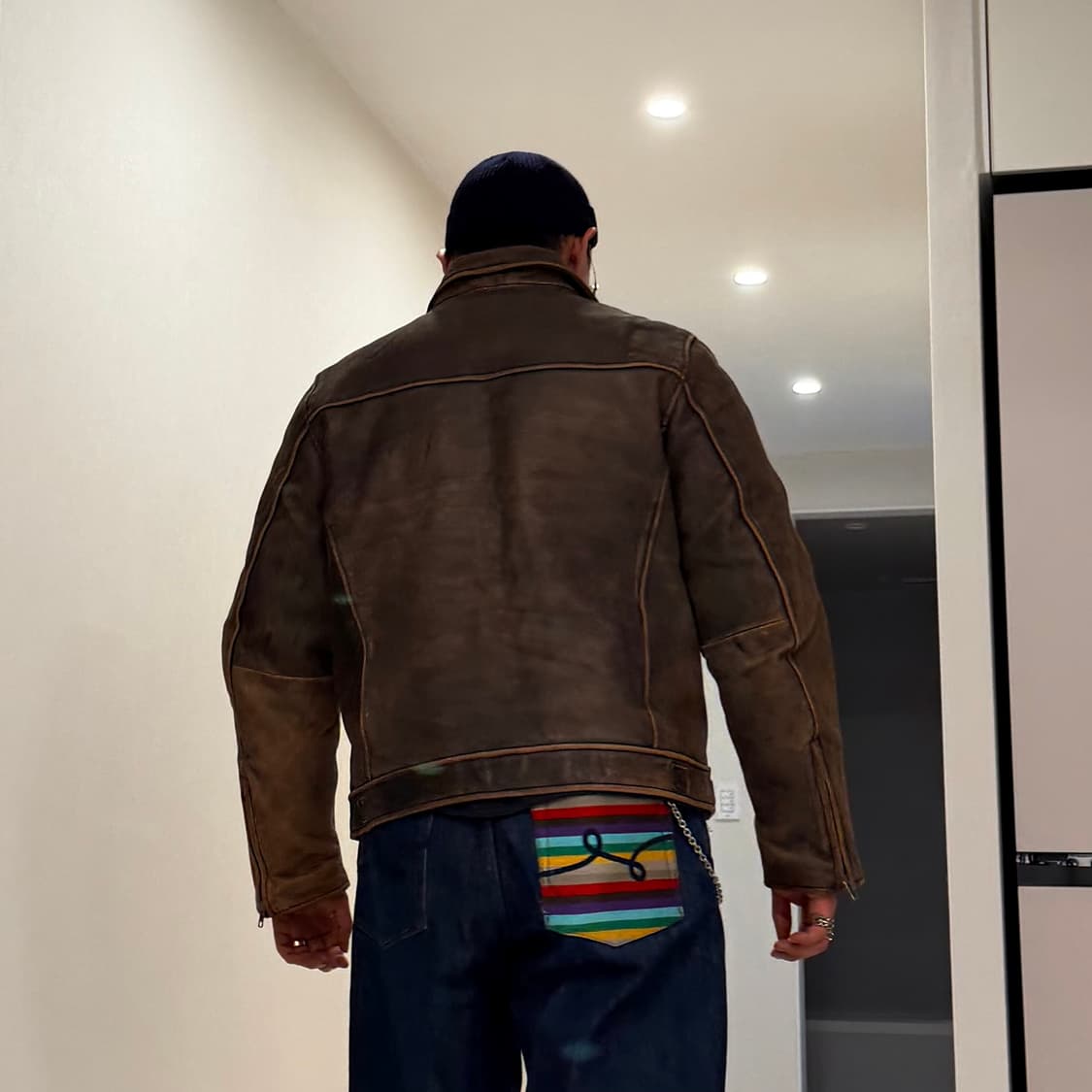 USA Buckle67 헤비 카우레더 스포츠 자켓 XL 소가죽 상품이미지2