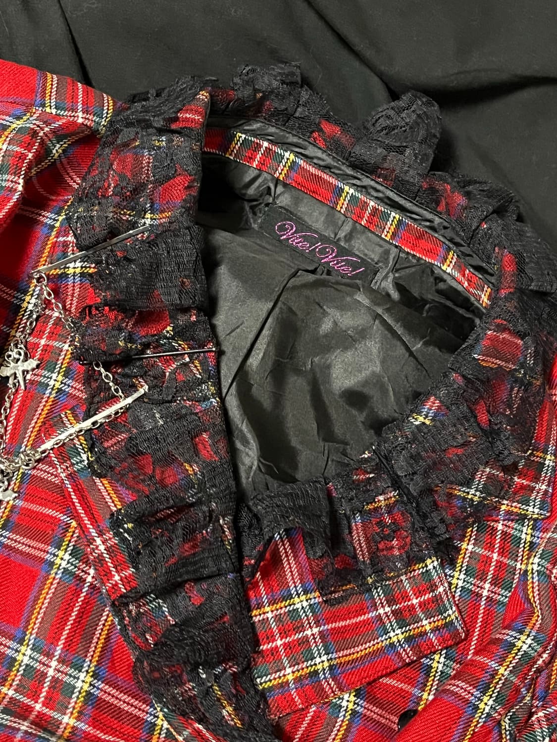 타탄체크 셋업 투피스 자켓 스커트 세트 펑크 고스 나나깔  상품이미지2