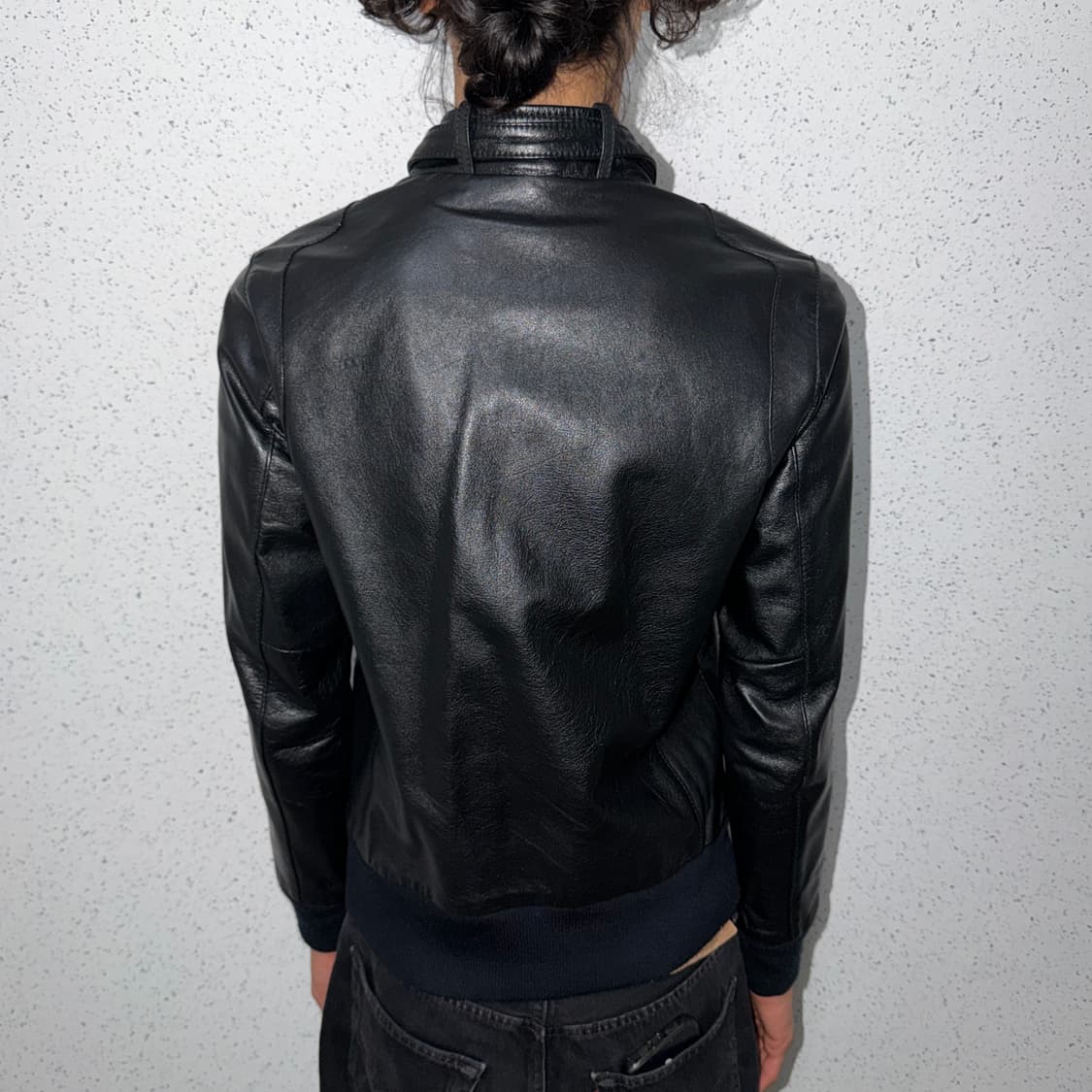 하이넥 레더 블루종 상품이미지2