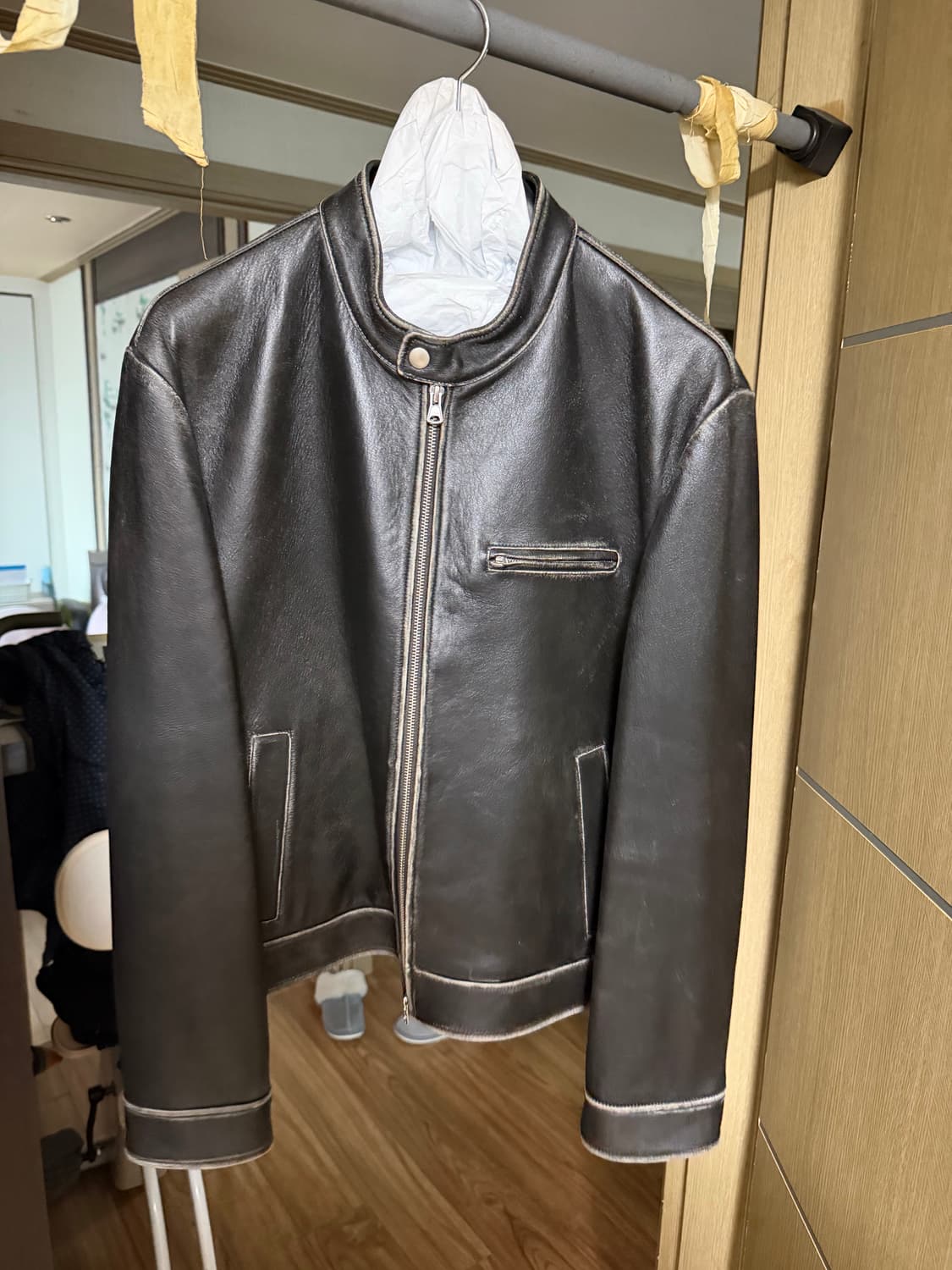 던스트 레이싱 레더 자켓 빈티지 브라운 XL 상품이미지3