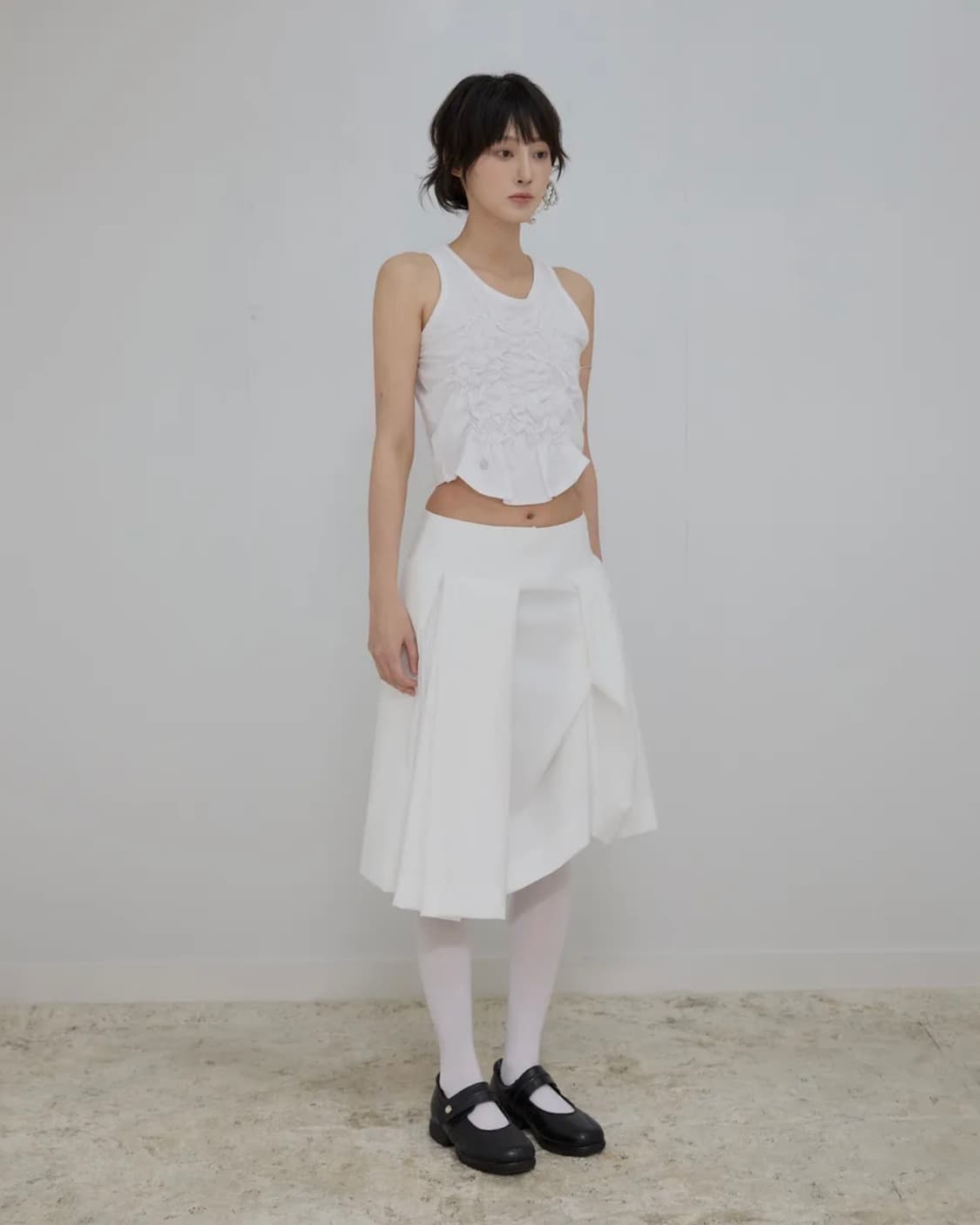 플레어업 드레이프 미디 스커트 화이트 size1 상품이미지6