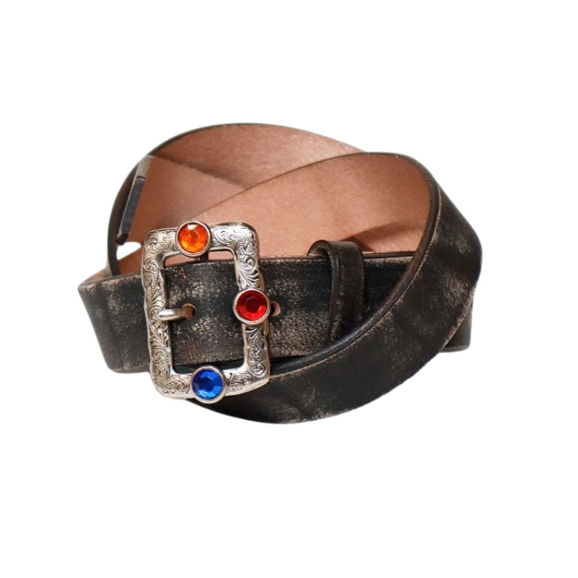 (새상품) 캐피탈 오일드 레더 스터드 디스코 버클 벨트 블랙 상품이미지1