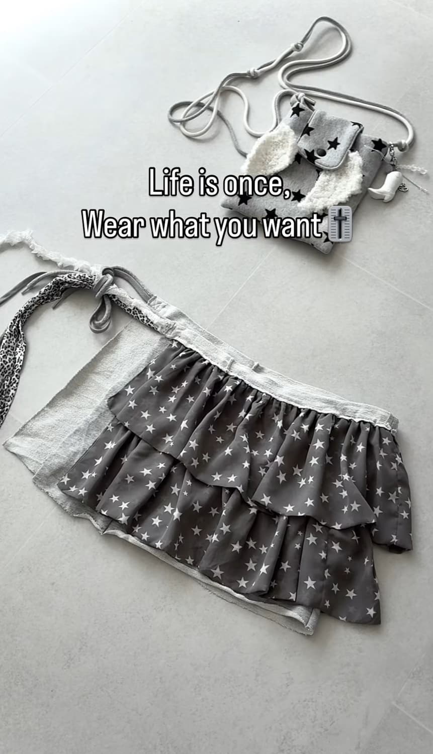 [MADE] 리메이크 별 랩스커트 상품이미지1