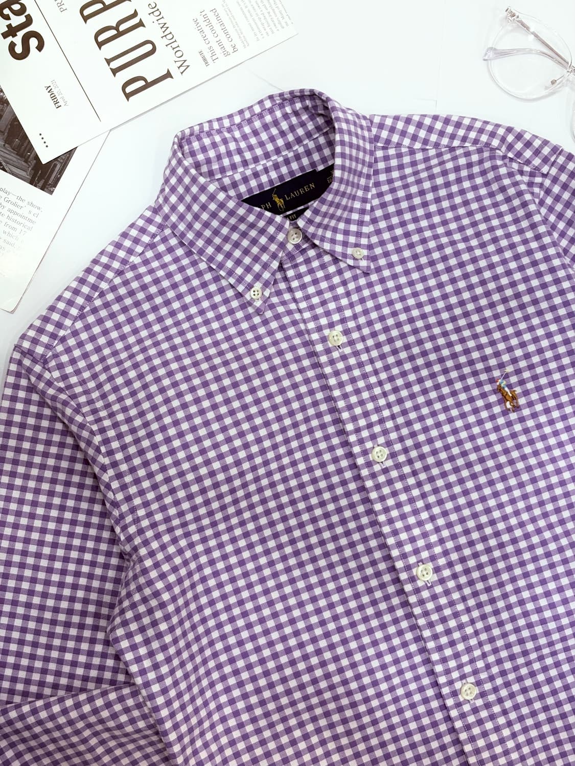 Polo 폴로랄프로렌 퍼플 깅엄 체크 셔츠 상품이미지2