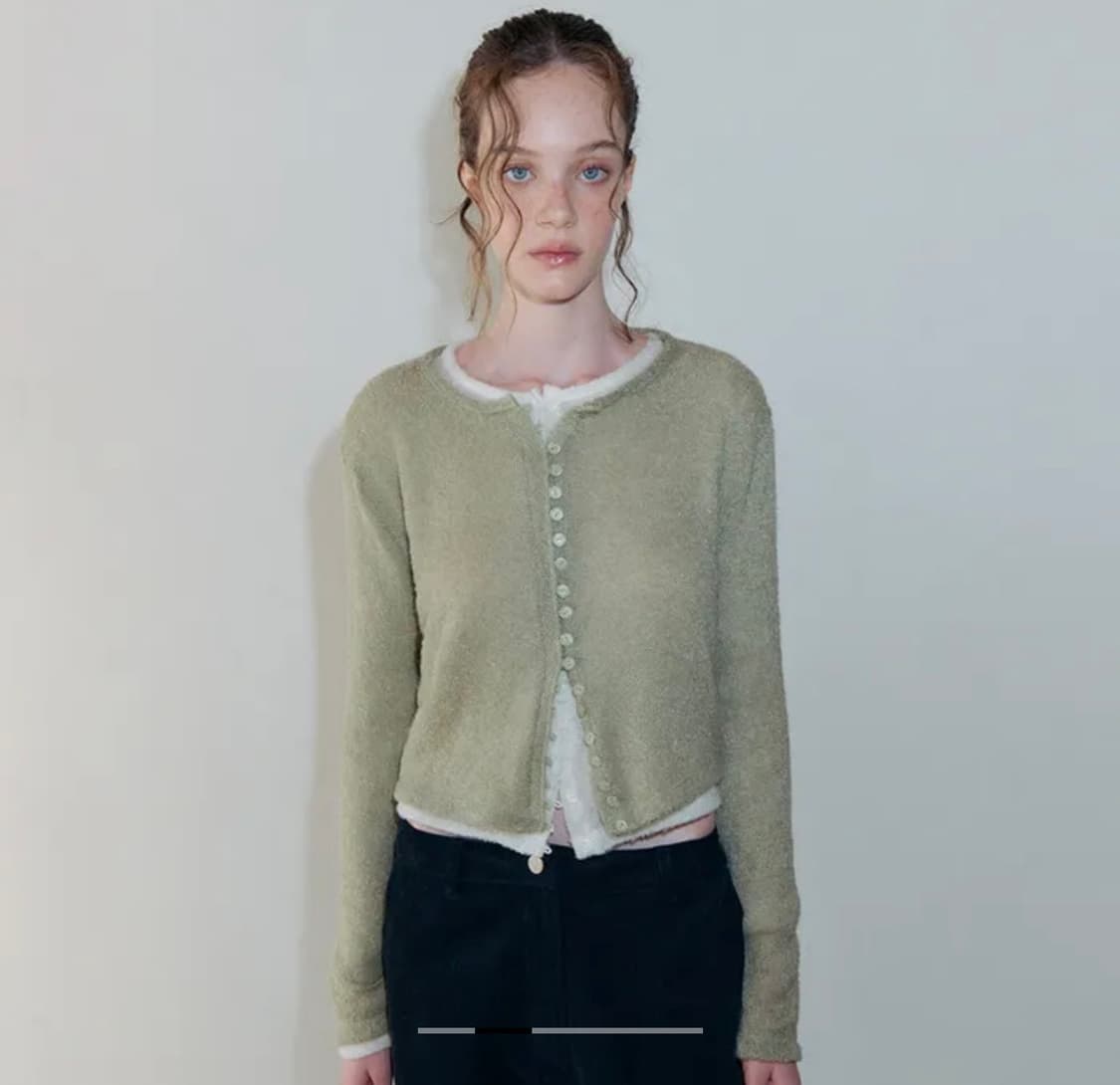 에트몽 부클 라운드 니트 가디건 (라이트그린) 상품이미지2