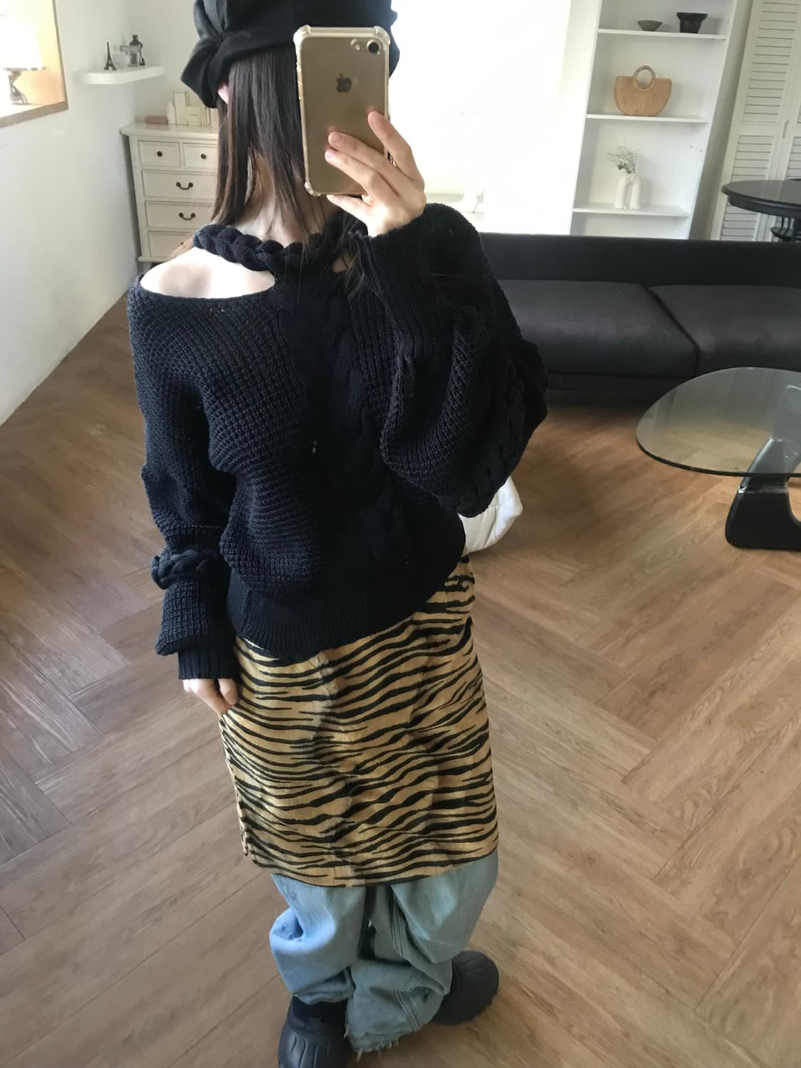 vintage velvet pattern skirt (25inch) 상품이미지1