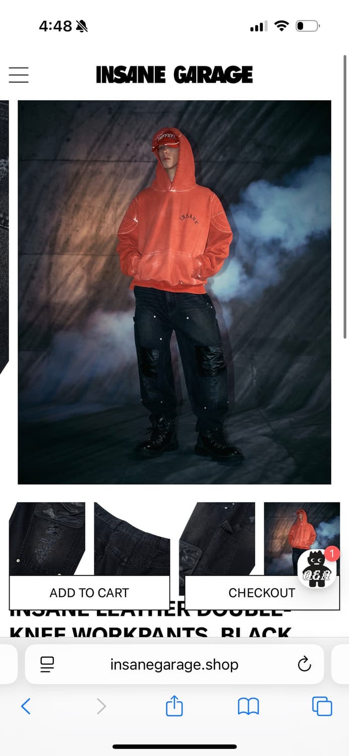 인세인개러지 더블니 워크팬츠 블랙 1사이즈 상품이미지8