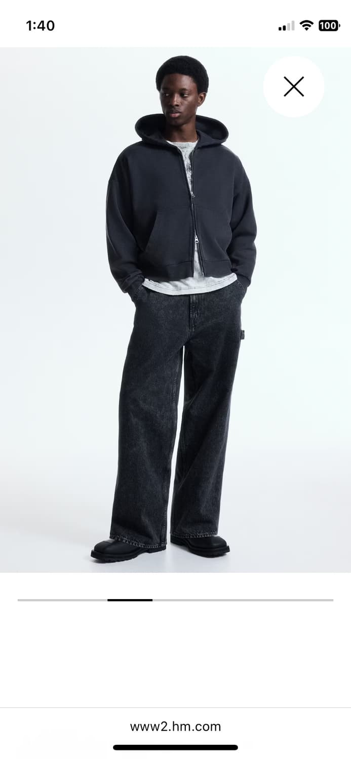 h&m 오버사이즈 크롭 후드집업 상품이미지1