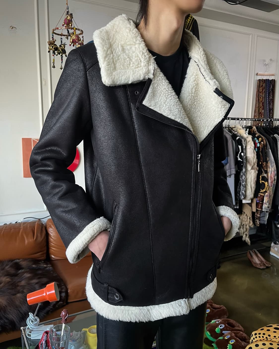 ENRICO COVERI Leather Fur Mustang Jacket 상품이미지2