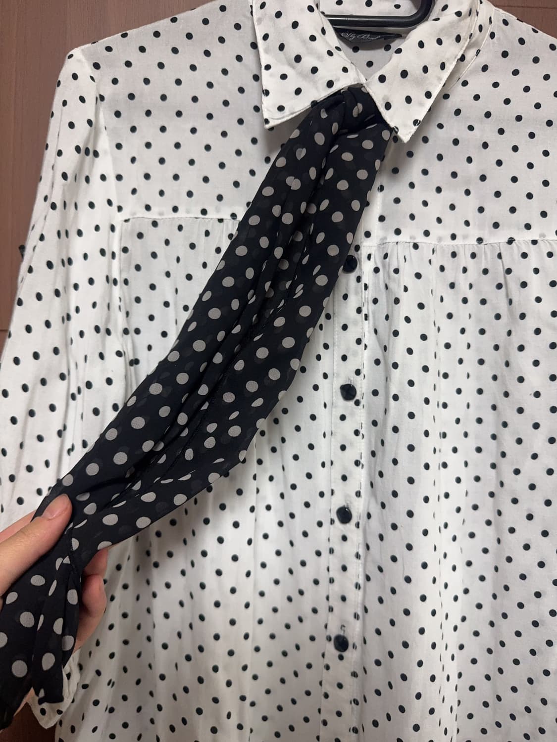 빈티지 모리걸 니혼진 도트 블라우스 스카프 세트 상품이미지2