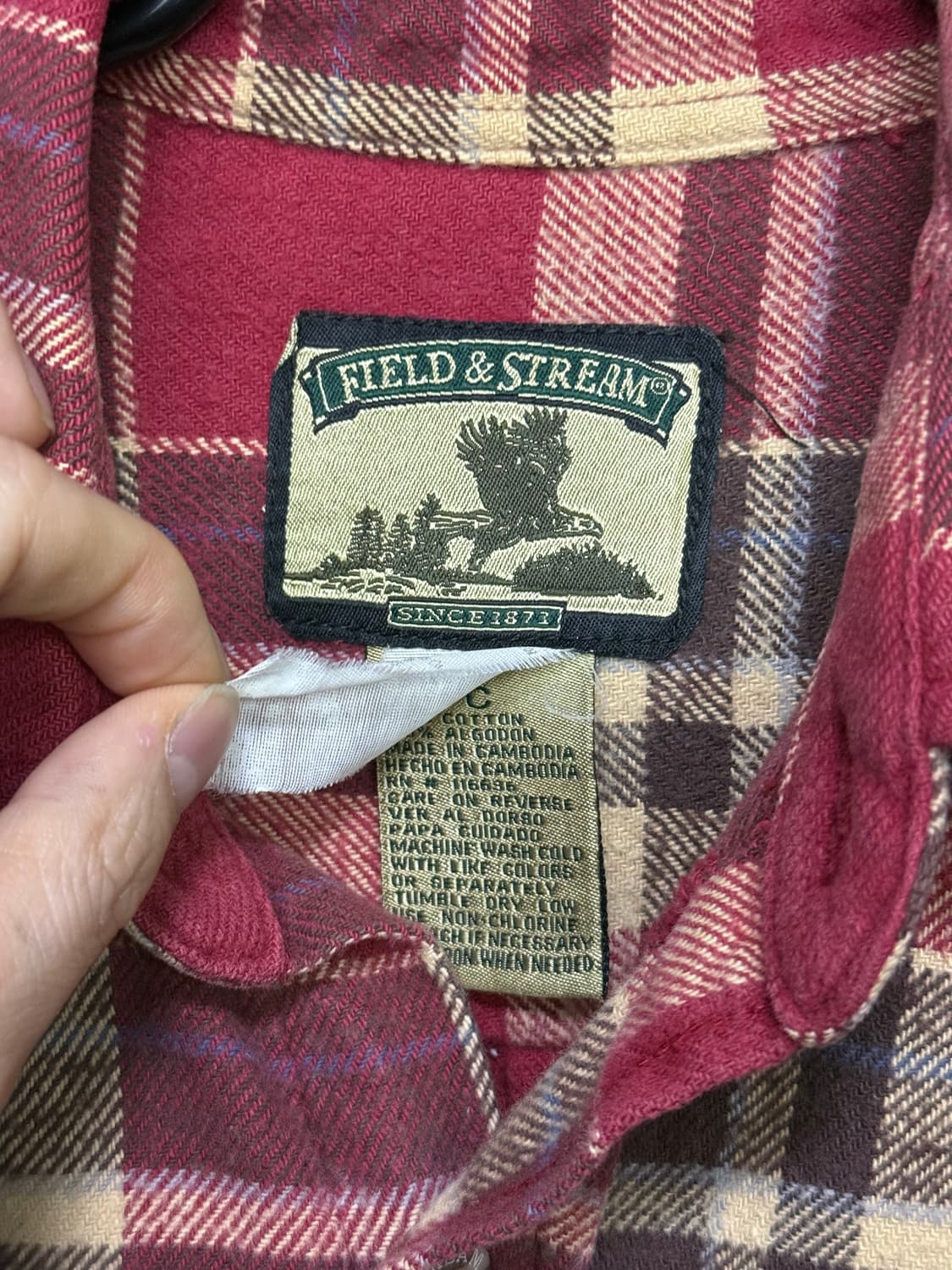 필드&스트림 플란넬 타탄 체크 워크 셔츠 코튼 레드 오버핏 에스닉 웨스턴 상품이미지8