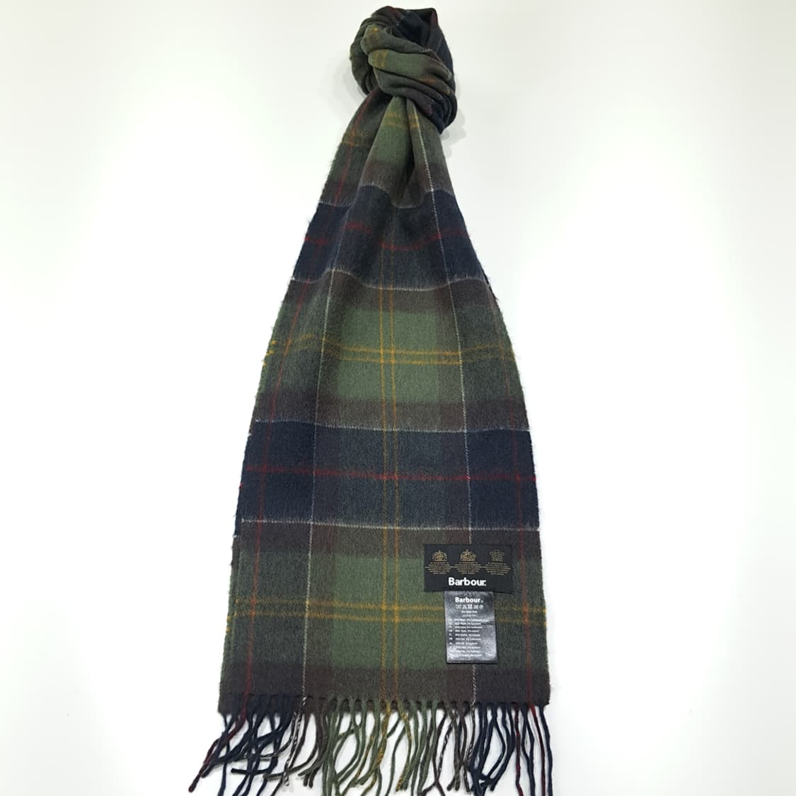 MX544 바버 울캐시미어 클래식타탄 올리브 머플러 목도리 상품이미지1