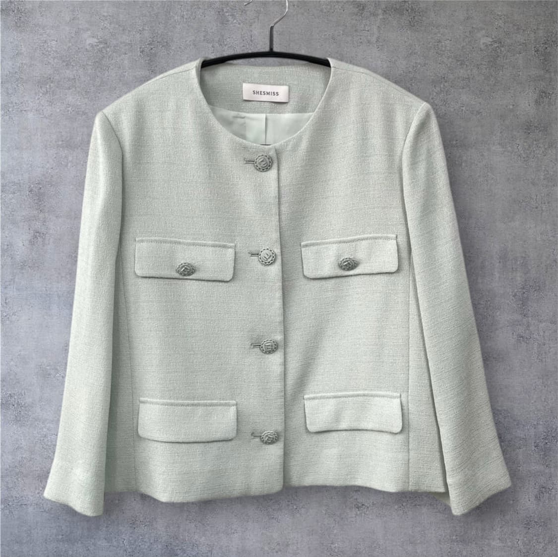 쉬즈미스 Shesmiss 민트 라운드넥 트위드 숏 자켓 66 상품이미지6