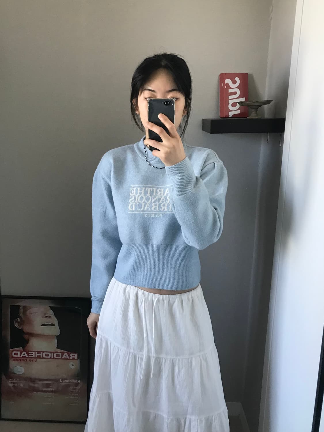 마리떼 프랑소와 저버 스펠아웃 로고 스카이 블루 니트 상품이미지1