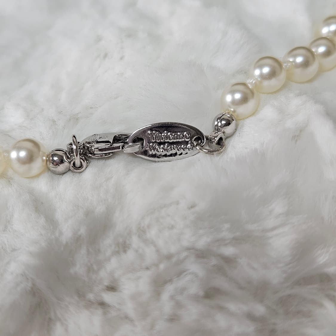 비비안웨스트우드 미니 바스 릴리프 진주 초커 목걸이 핑크 상품이미지5