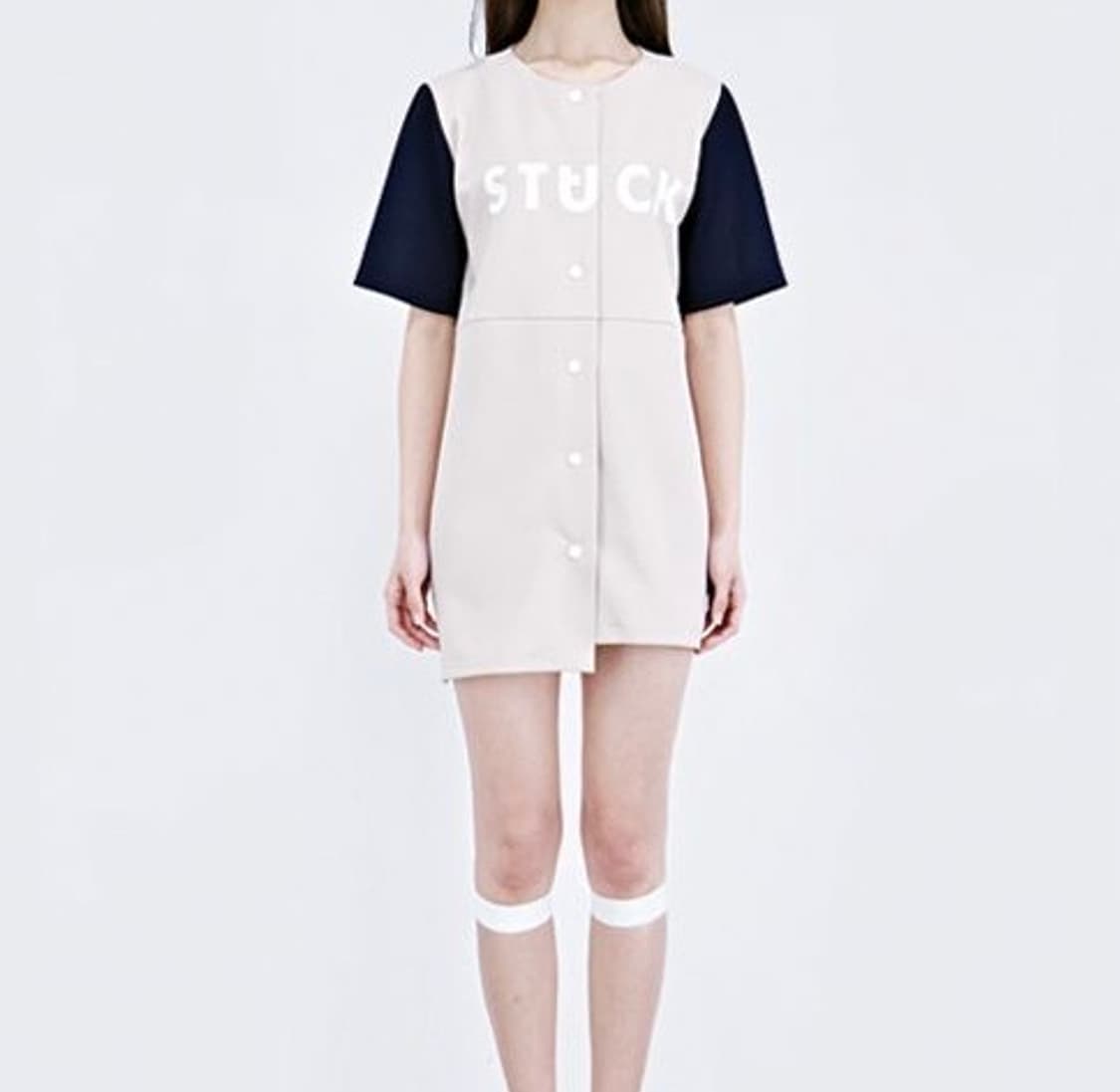 로우클래식 LOW CLASSIC STUCK 레터링 자켓 원피스 반팔 상품이미지1