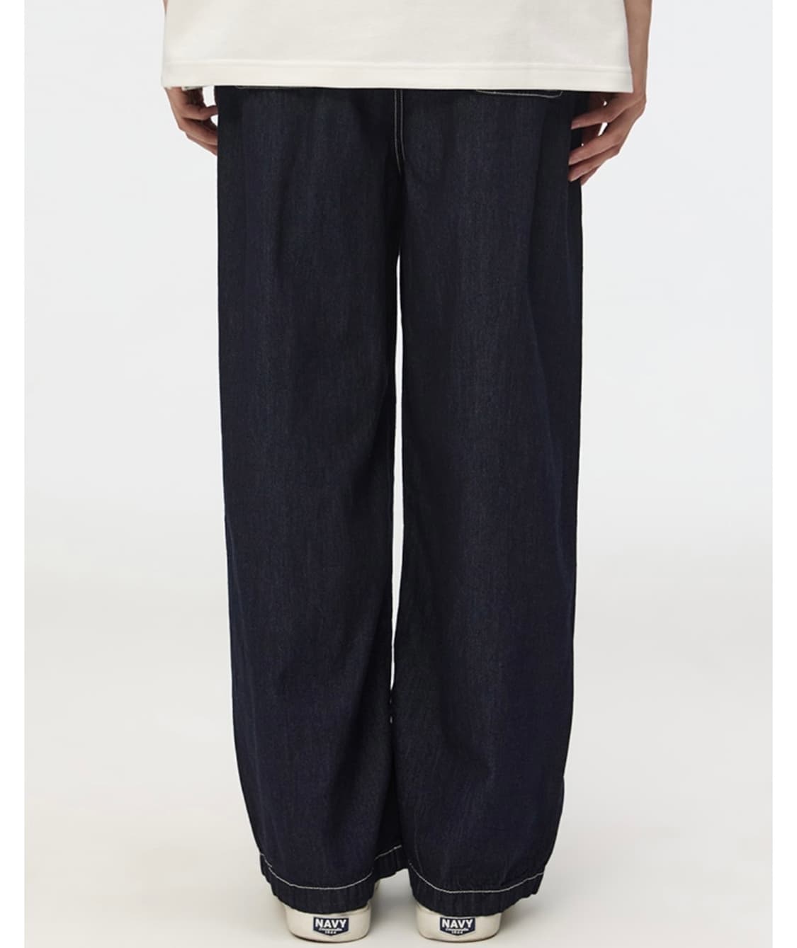 (새상품) SPAO스파오 와이드 밴딩 데님 청바지 네이비 상품이미지4