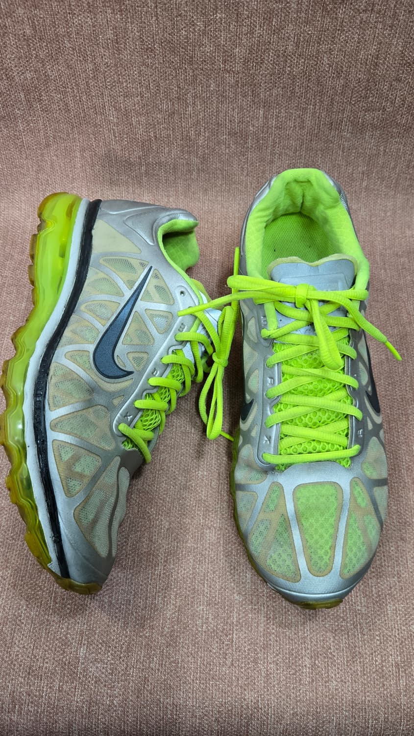 나이키275mm-  에어 맥스 멘스 45 메탈릭 실버 네온 볼트 그린 상품이미지2