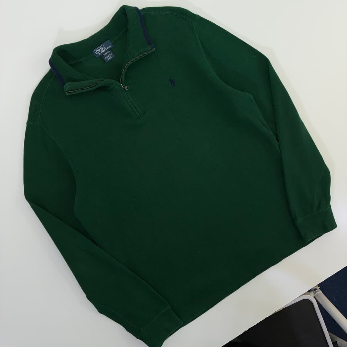 Polo  폴로 랄프로렌 자수 코튼 그린 반집업 니트 상품이미지2