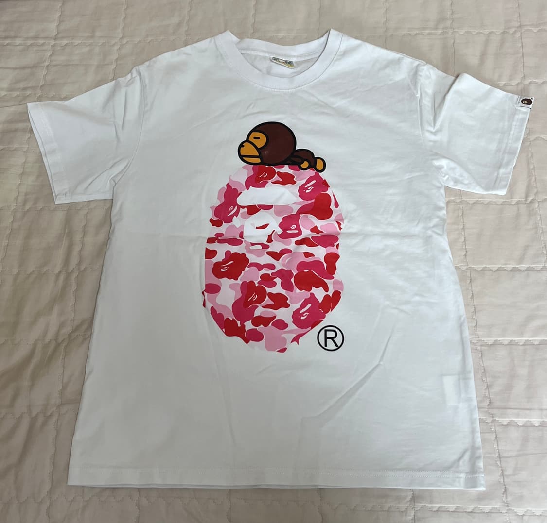 베이프 핑크카모 마일로 반팔 티셔츠 m 상품이미지1