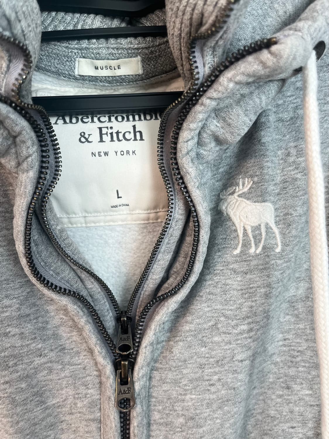 아베크롬비 화이트 순록 후드집업 그레이 [L]  상품이미지4