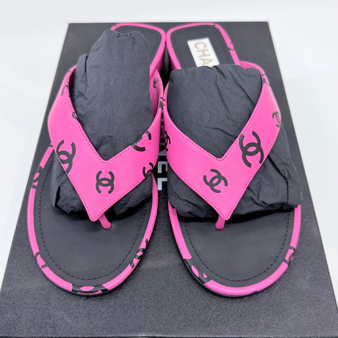 [미사용/풀구성] 샤넬 CC 로고 플리플랍 샌들 슬리퍼 쪼리 핑크 상품이미지6