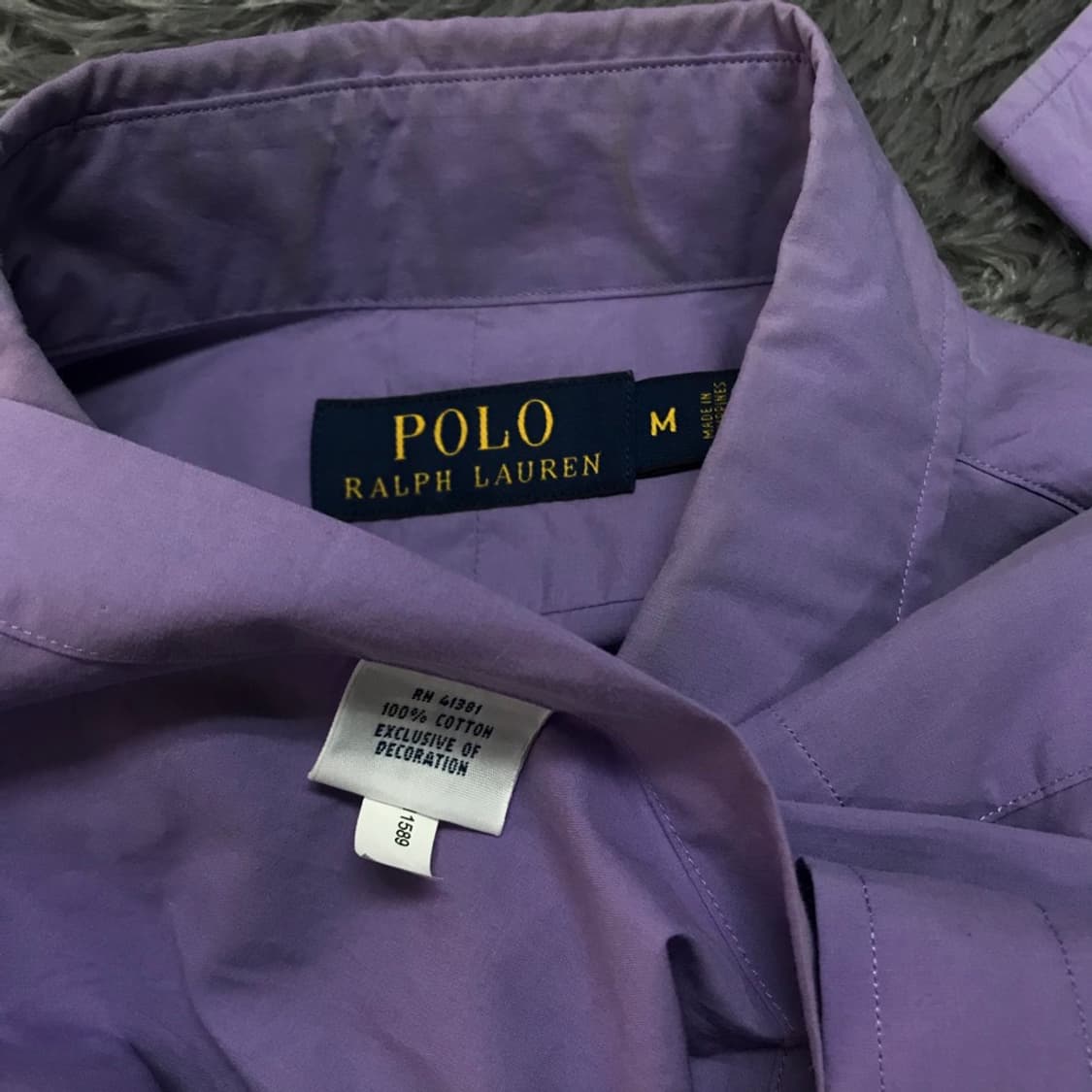 [[M(실 L), A급] 폴로(POLO)랄프로렌 퍼플 솔리드 셔츠@212 상품이미지5