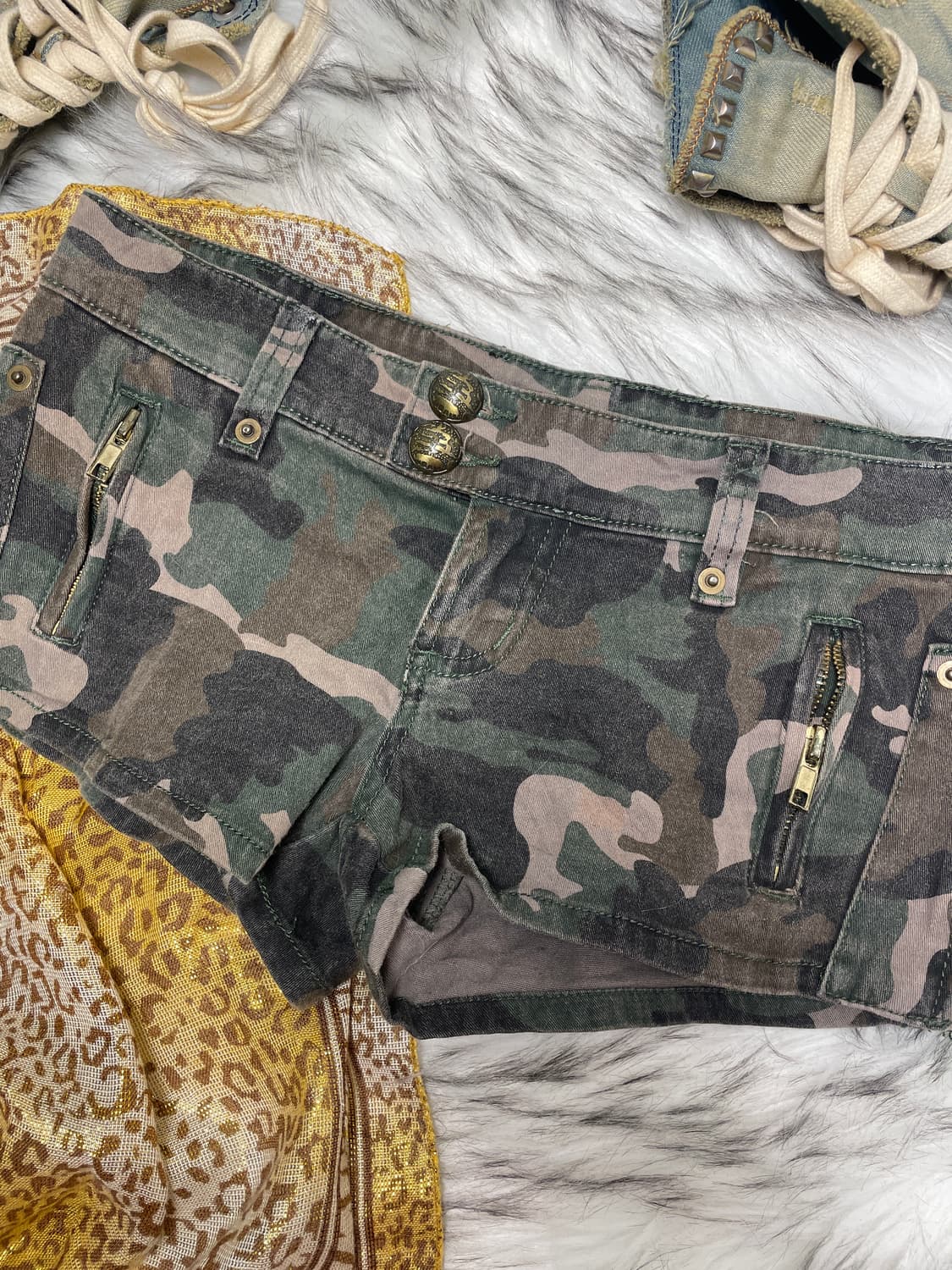 빈티지 카모 갸루 로우라이즈 쇼츠 팬츠 상품이미지2