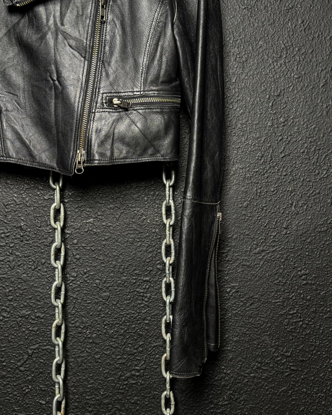 Crop Leather Rider Jacket 상품이미지8