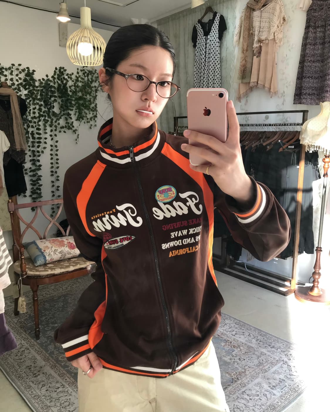 빈티지 오렌지 초코 트랙 져지 집업 상품이미지2
