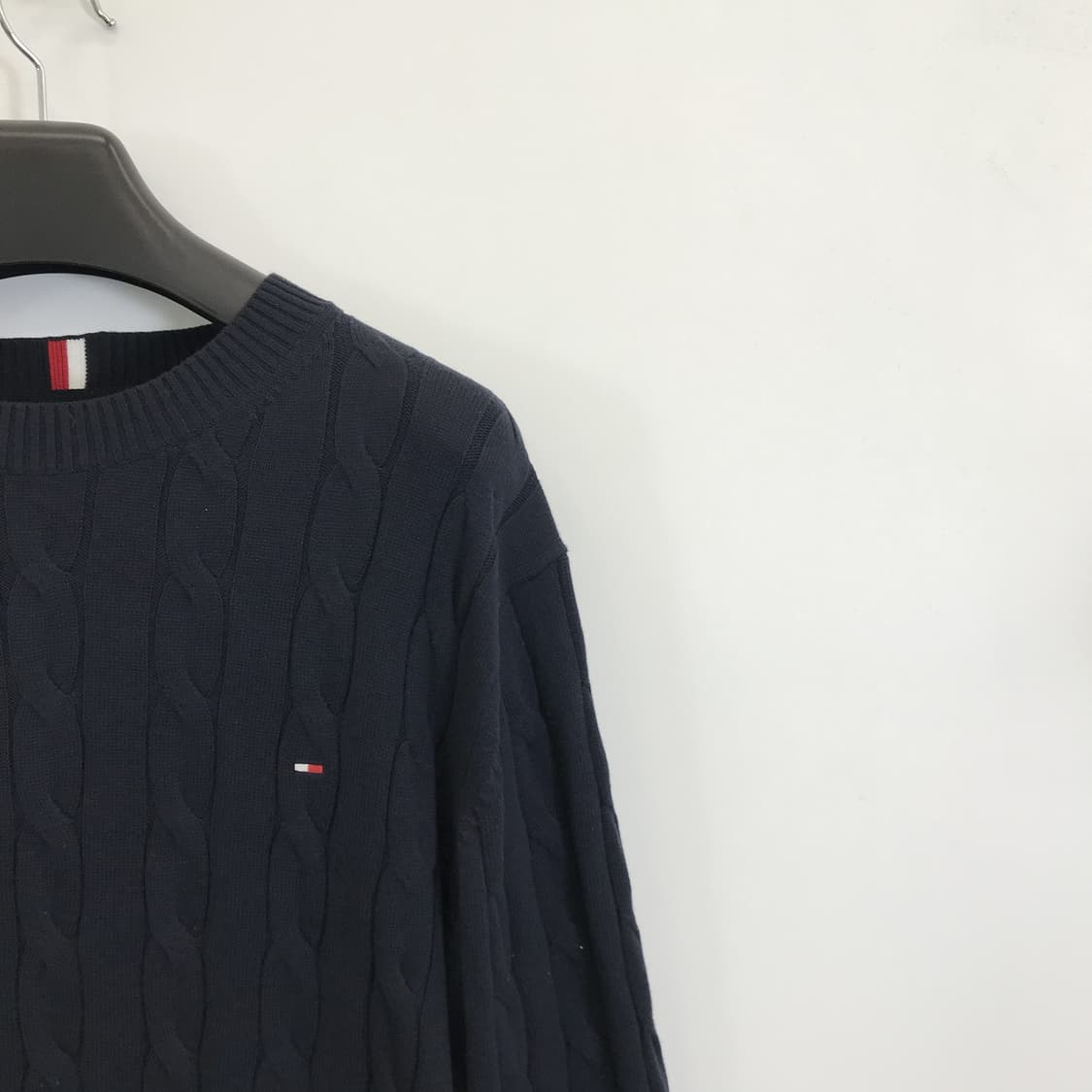 타미힐피거 네이비 코튼 케이블 니트 [XL] 상품이미지2