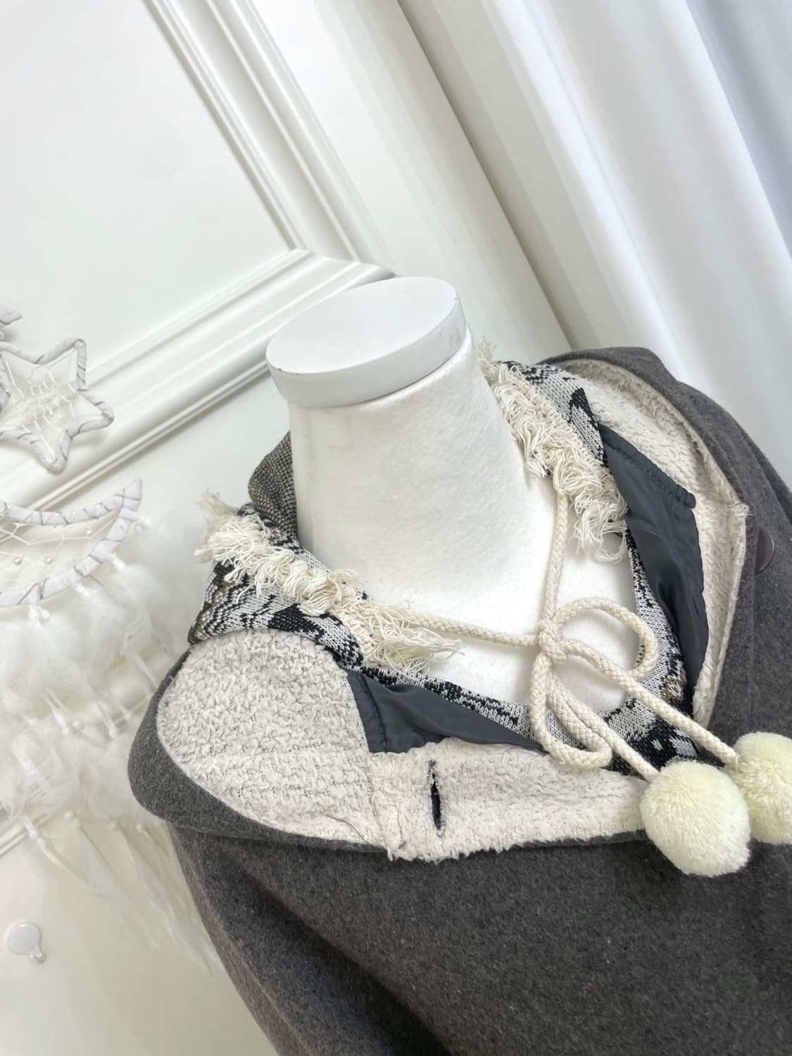 dark brown fur hoodie cape(size-M) 상품이미지9