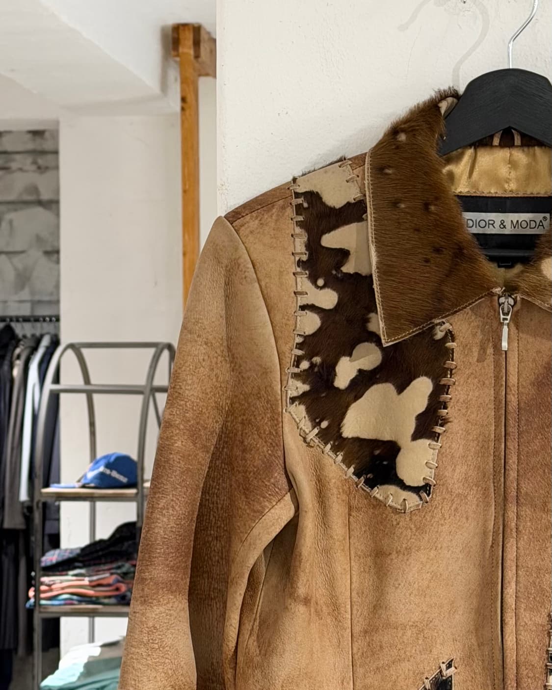 빈티지 브라운 패치워크 레더 자켓 상품이미지2