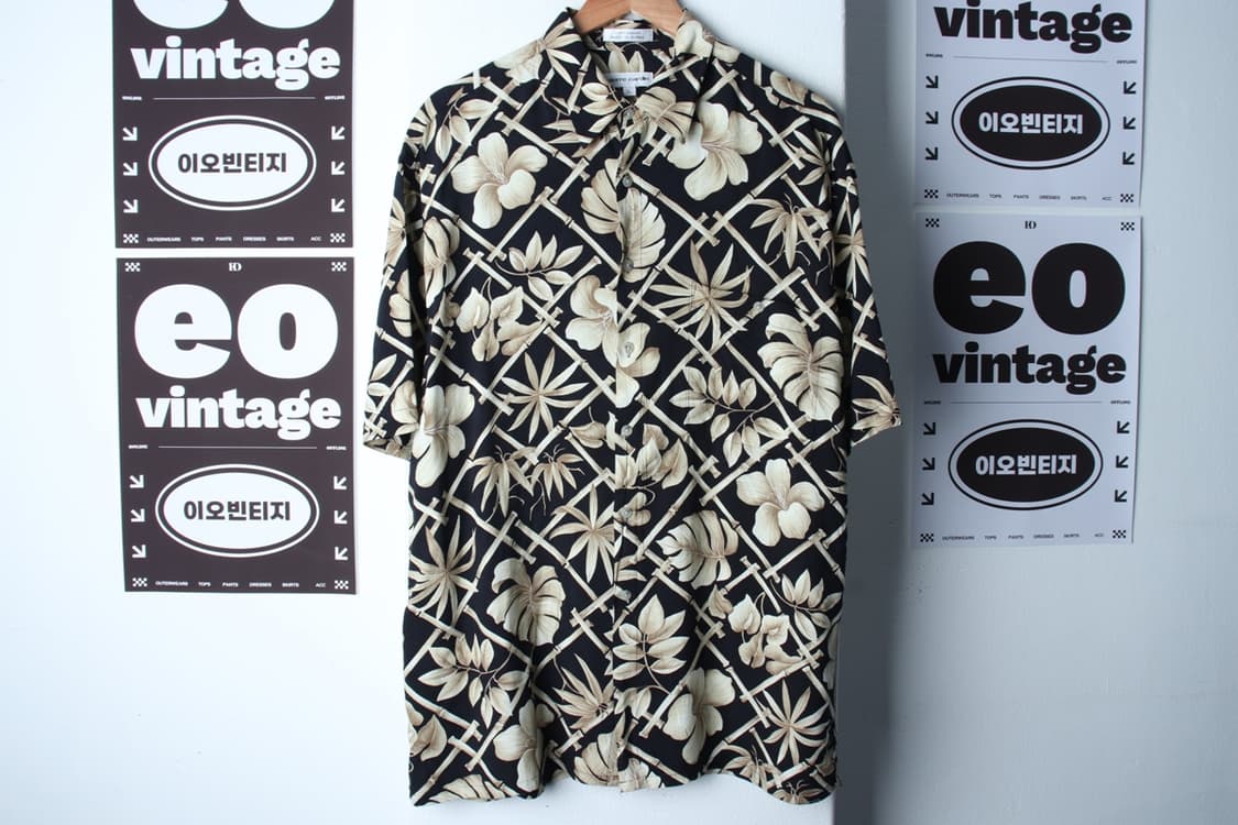 (L-XL) 피에르가르뎅 반팔셔츠 남방 90년대 USA 블랙-H33366 상품이미지2