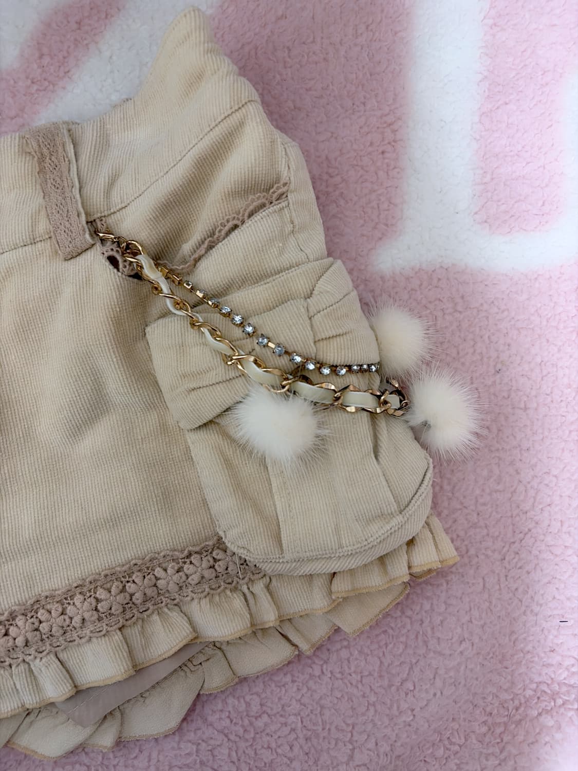 리즈리사 고전 히메갸루 폼폼 퍼 레이스 팬츠 큐롯 라떼갸루 히메카지 상품이미지2