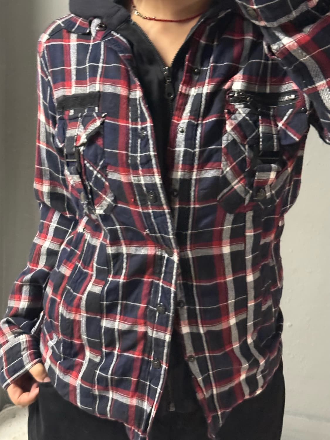 buckle pocket hood layered shirt 상품이미지2