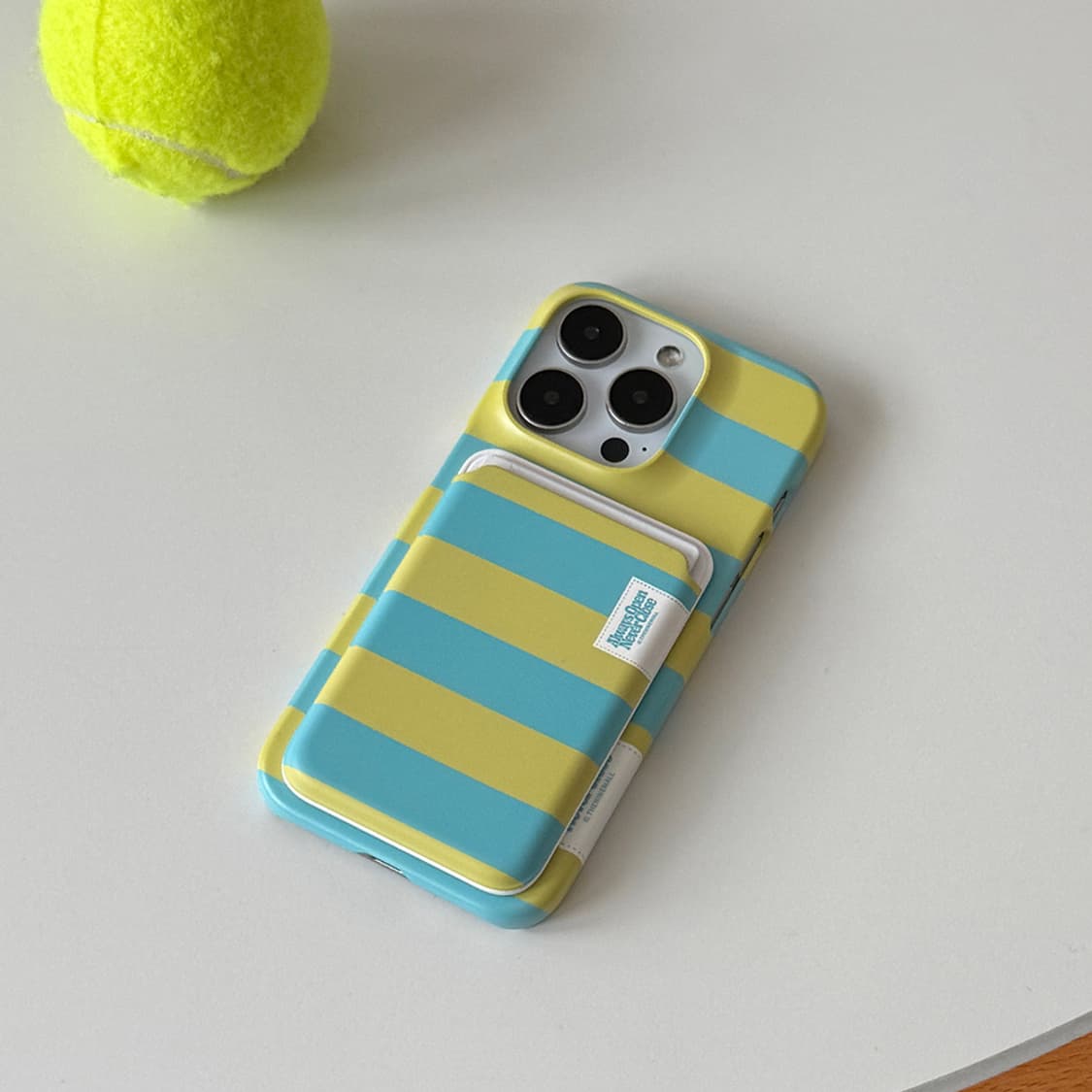 더나인몰 컬러링 스트라이프 라벨 케이스 + 카드슬롯 아이폰15 프로 상품이미지1