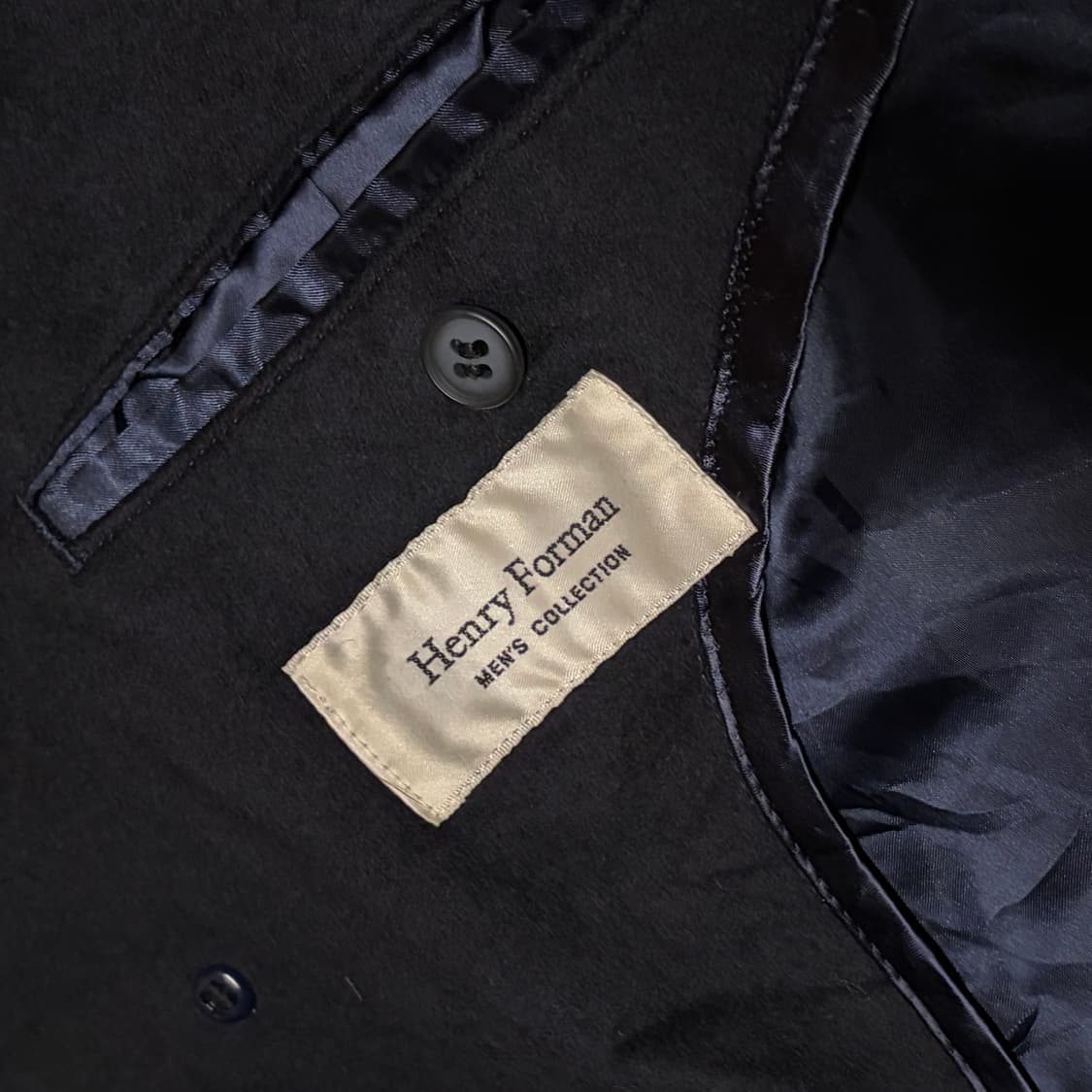 HENRY FORMAN CASHMERE 100% NAVY COAT 상품이미지8